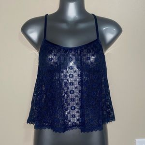 Victoria’s Secret Blue Sheer Floral Lace Crop Top, size XS